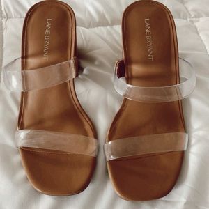 Block heels with clear strap